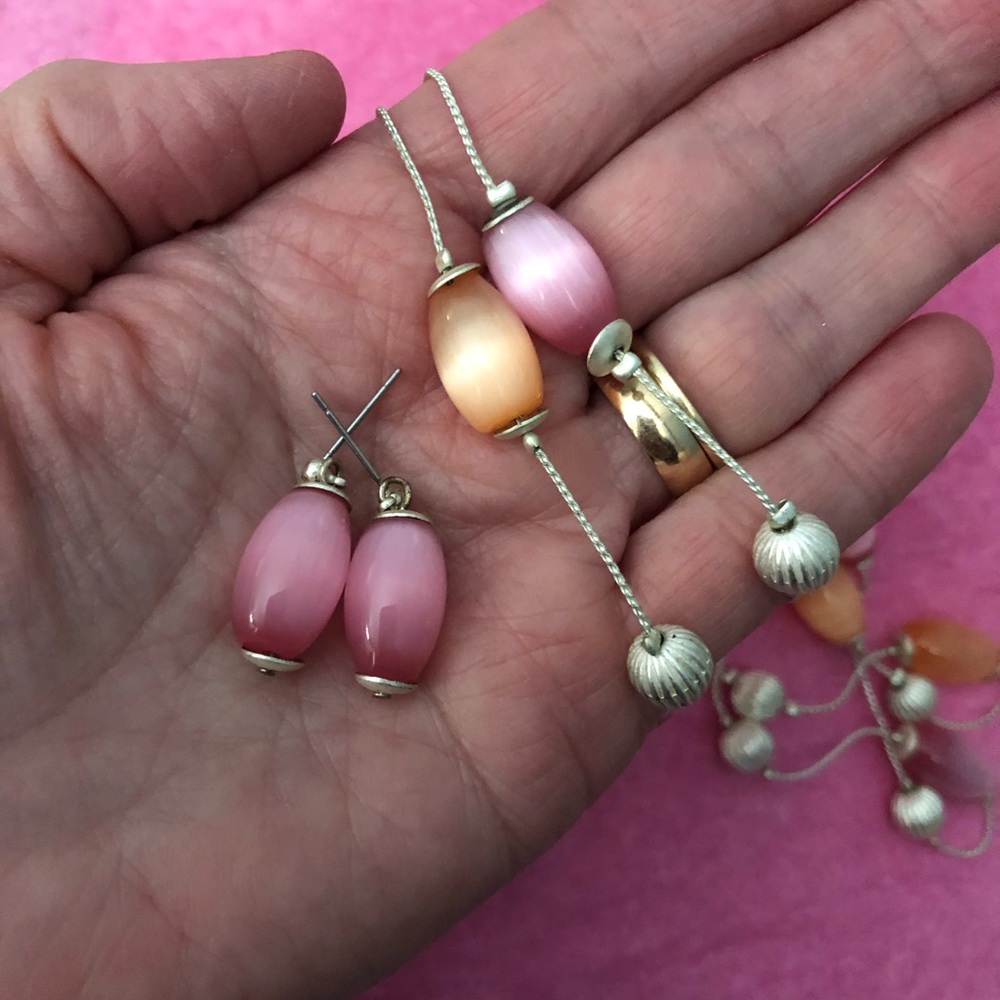 Vintage Silver tone necklace and earring set